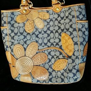 Denim leather Coach Tote